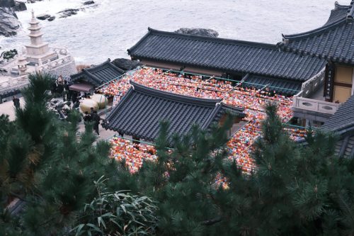 Wishes leafs in a temple